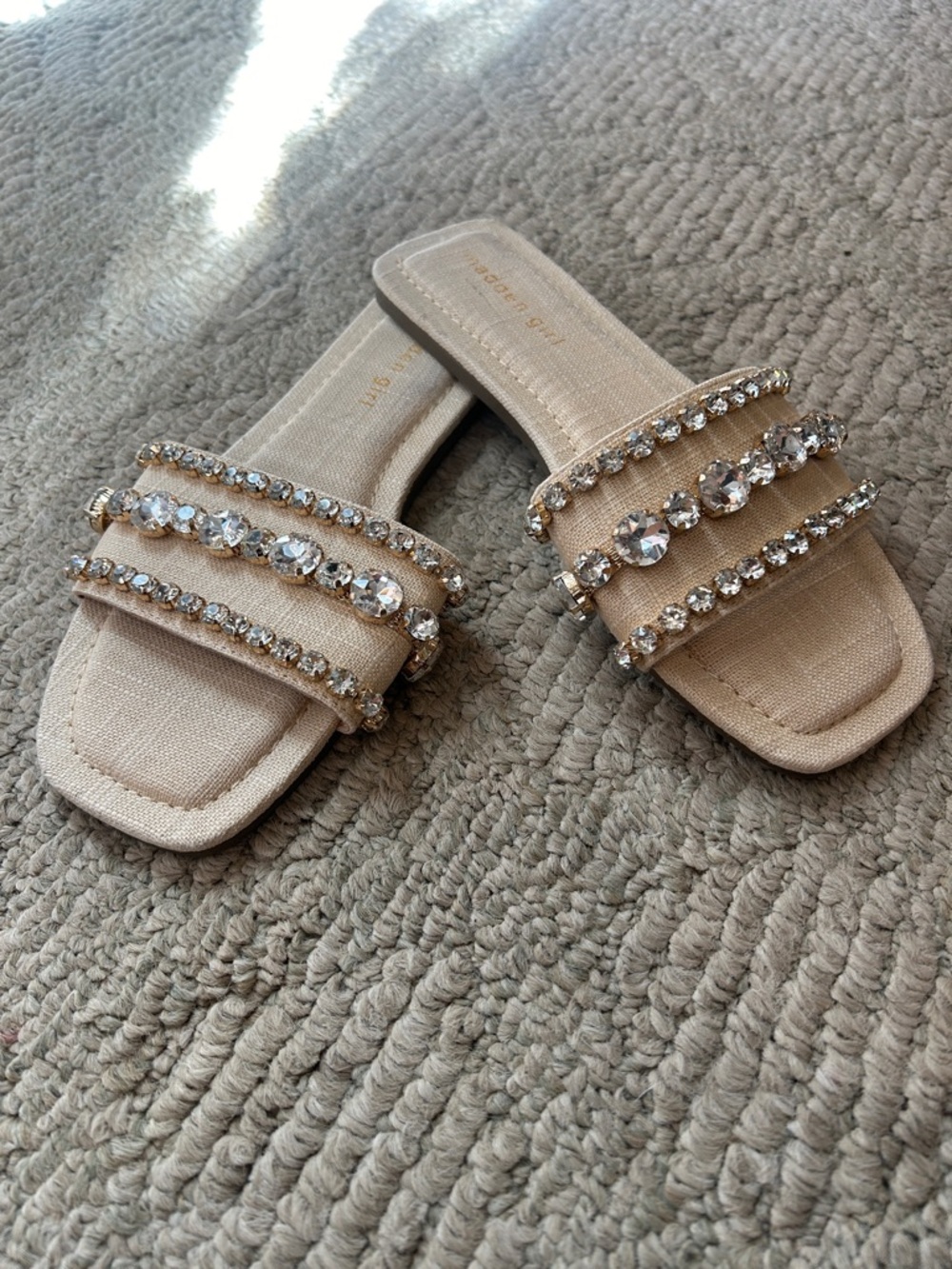 Madden Girl Beaded Slide Sandals in Natural Multi - Picture 3 of 14